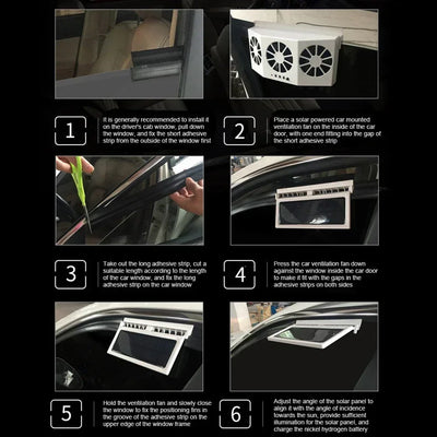 Ventilateur Solaire de Voiture 3 Têtes