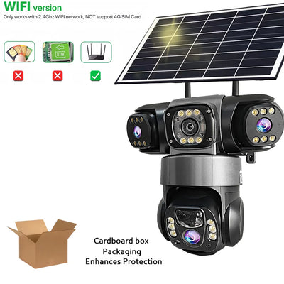 Caméra de Surveillance Solaire V380 Pro 3 Objectifs 360°