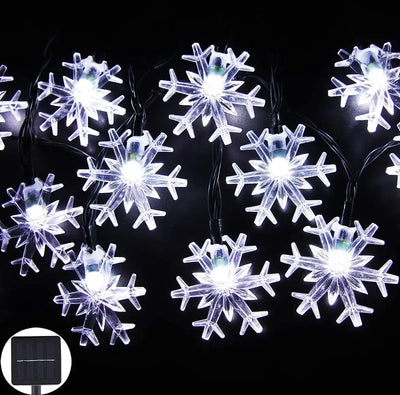Lampe Solaire Flocon de Neige 62 LED Étanche Arbre de Noël