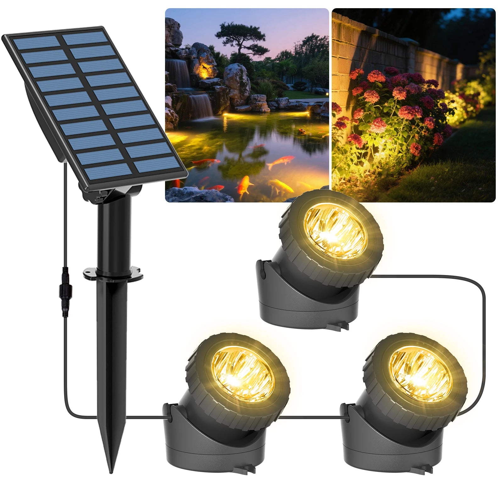 Spot solaire sous-marin IP68 pour piscine et bassin