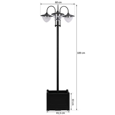 Lampadaire Solaire Outsunny 3 Têtes 189 cm avec Jardinière
