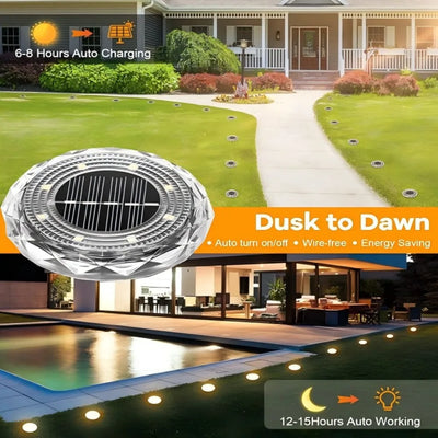 Lampe Solaire Enterrée 8 LED Étanche Jardin Pelouse Allée