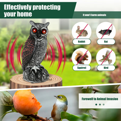 Effaroucheur Solaire Hibou Étanche à Son et Yeux Lumineux