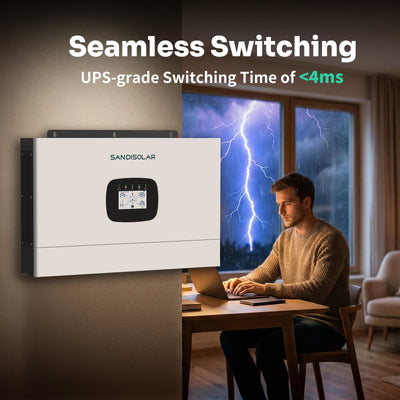 Onduleur Solaire Hybride 12 kW Double MPPT 230V – prises de sortie et bornes de connexion