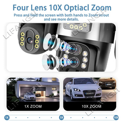Caméra de Surveillance Solaire V380 Pro 4G 20MP 4 Objectifs