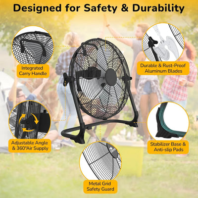 Ventilateur de Sol Solaire Portable 30cm Rechargeable