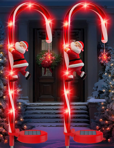 Balise Solaire Canne à Sucre et Flocon LED Noël