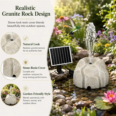Fontaine Solaire Rocher 7 W Effet Pierre pour Jardin