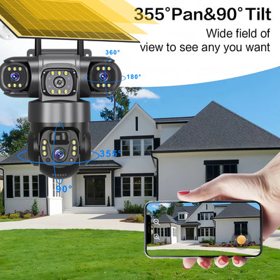 Caméra de Surveillance Solaire V380 Pro 3 Objectifs 360°