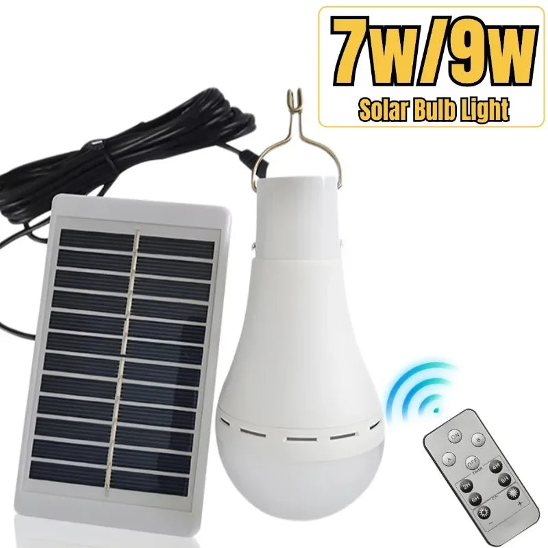 Ampoule Solaire LED avec Panneau Photovoltaïque Déporté et Télécommande 7W/9W