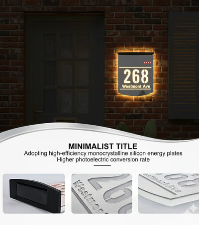 Plaque Numéro de Maison Solaire Acrylique Découpe Laser 3D Incurvée