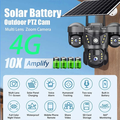 Caméra de Surveillance Solaire 4G Triple Objectif - vue 6