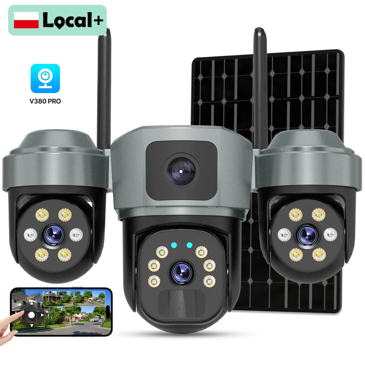 Caméra Solaire 4G Triple Écran Sans Fil PTZ