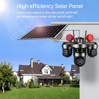 Caméra Solaire Extérieure Sans Fil 15MP Tri-Objectif PTZ