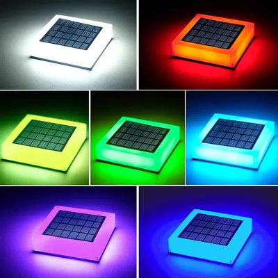 Lampe Solaire Extérieur Décorative Tête de Colonne RVB 7 Couleurs