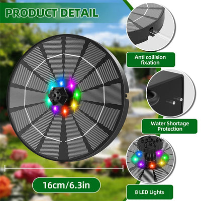 Fontaine Solaire LED Extérieure pour Bassin de Jardin