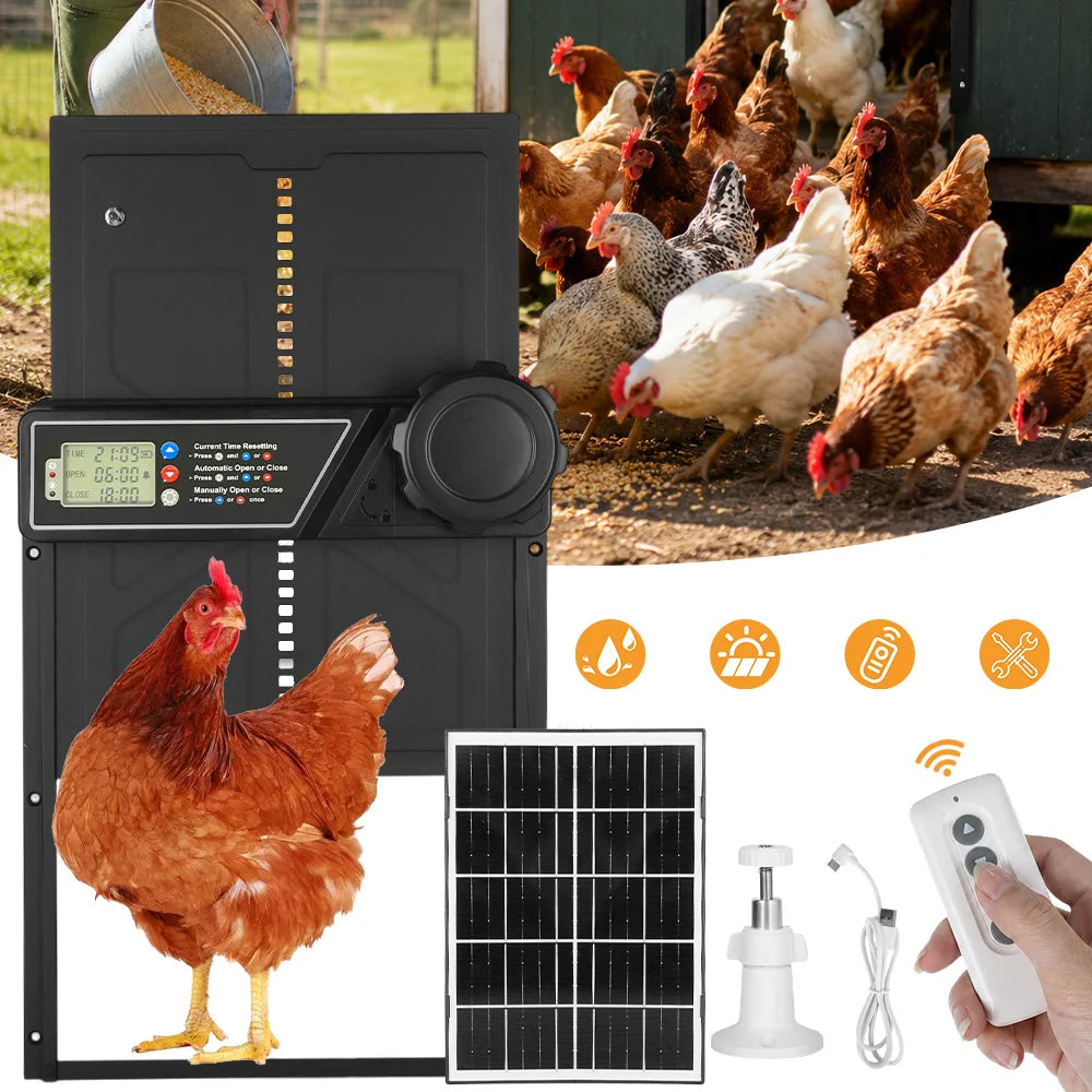 Porte Automatique de Poulailler Solaire Aluminium Anti-Intempéries
