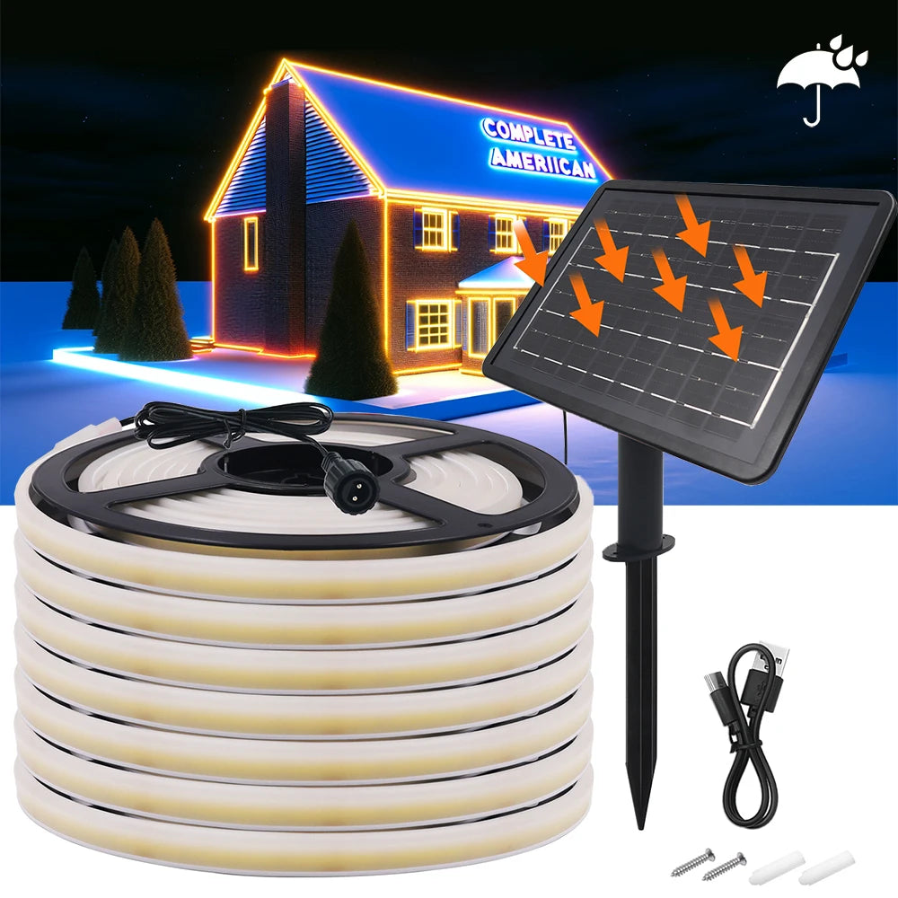 Néon LED Solaire Flexible IP68 Extérieur 8 Modes 320 Diodes