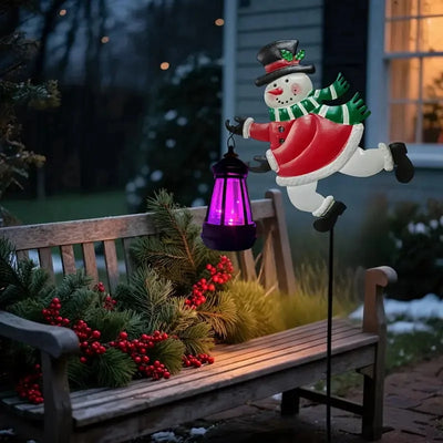 Lampe Solaire Bonhomme de Neige LED pour Cour et Pelouse