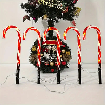Balise Solaire Canne à Sucre LED Étanche Allée de Noël