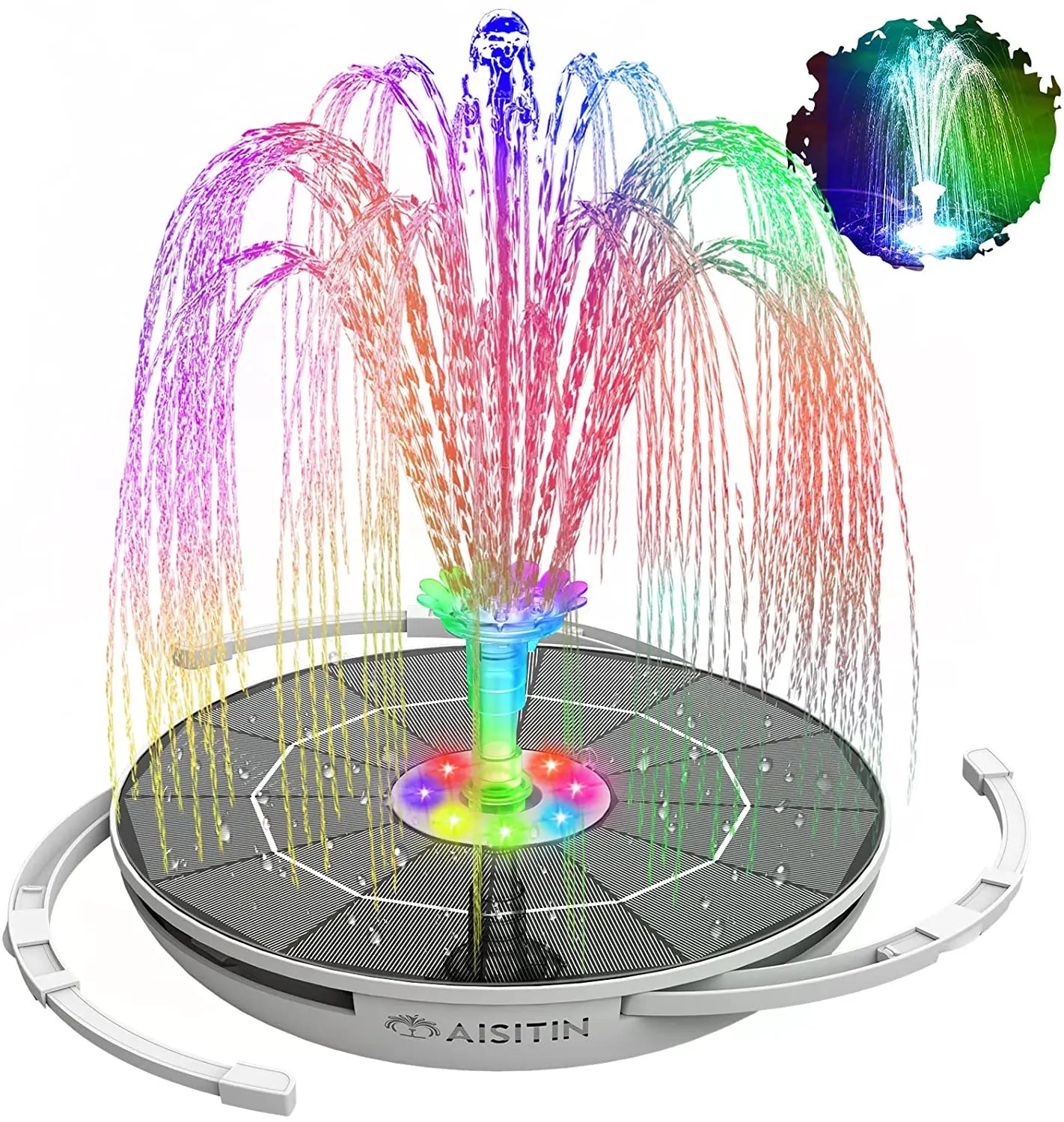Fontaine Solaire avec Pompe et LED pour Etang