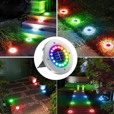Spot Solaire Enterré LED RGB Multicolore Étanche Jardin Allée