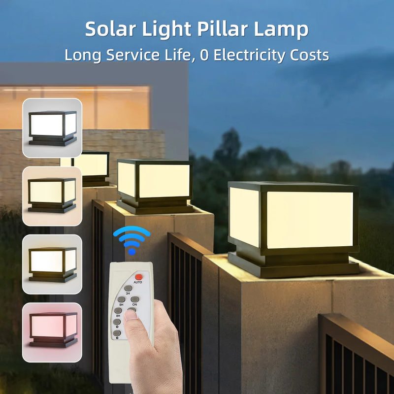 Lampe Solaire de Pilier avec Télécommande