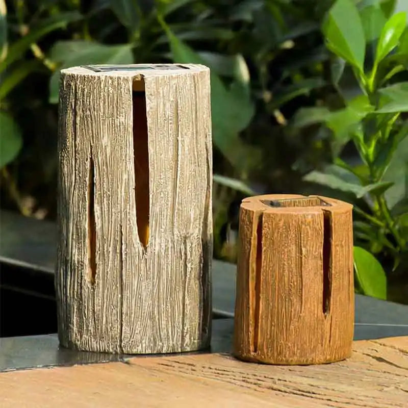 Lampe Solaire Souche d'Arbre Décorative Jardin
