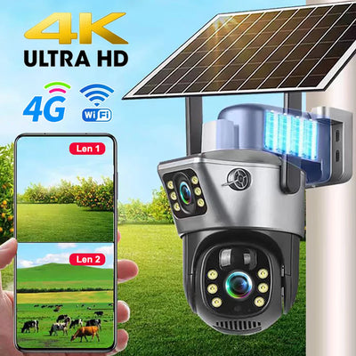 Caméra Solaire 4G WiFi Double Objectif 4K