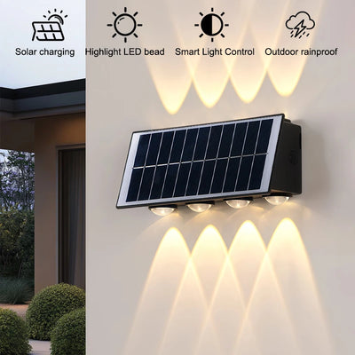 Applique Murale Solaire Extérieur 8 LED Haut et Bas Décorative