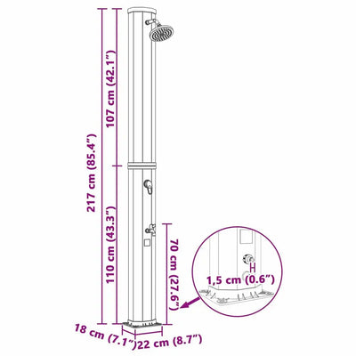 Douche Solaire Extérieure Colonne Noire Pommeau et Robinet