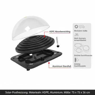 Chauffage Solaire Piscine Dôme HDPE 75 cm Pieds Réglables