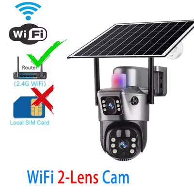 Caméra de Surveillance Solaire 4G WiFi 15MP 3 Objectifs V380