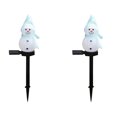 Piquet Solaire Bonhomme de Neige LED Bleu Décoration Noël