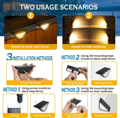 Lampes Solaires d'Escalier 24 LED Porche et Porte d'Entrée, Pack Imperméable