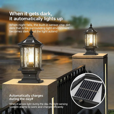Borne Solaire de Pilier LED Aluminium Antique