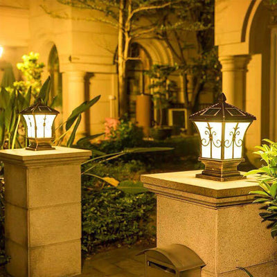 Borne Solaire de Jardin LED Étanche Bronze
