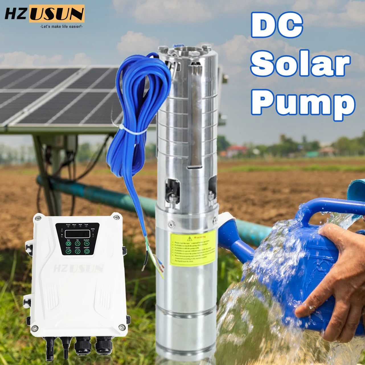 Pompe de Forage Solaire 1300W Submersible Irrigation Ferme