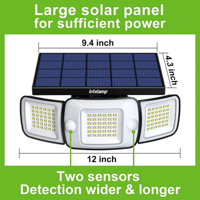 Applique Solaire Murale 1200LM Double Détecteur