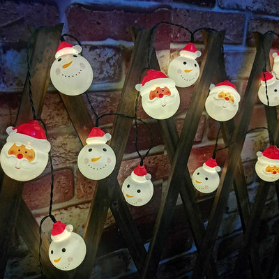 Guirlande Solaire Bonhomme de Neige et Père Noël pour Cour