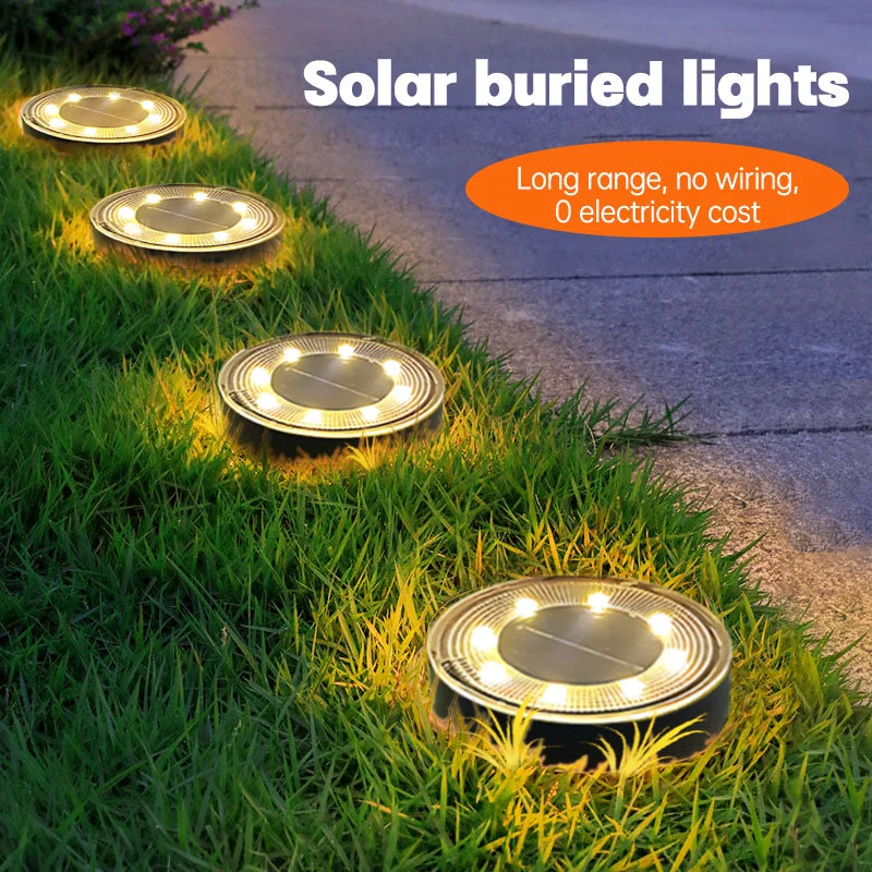 Spot solaire enterré LED étanche pour jardin