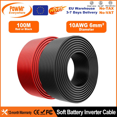 Câble Solaire PV 6mm² Étanche 100 mètres