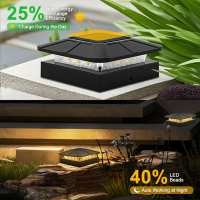 Lampe Solaire Poteau Clôture 4x4 Chapeau LED 2 Couleurs