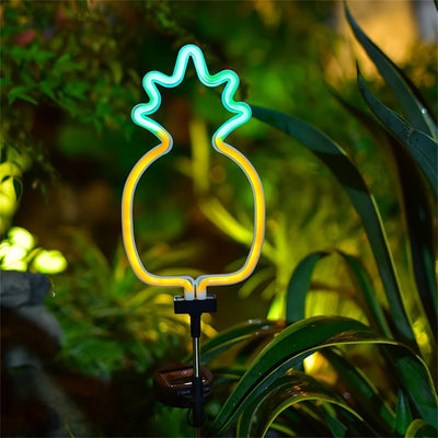 Piquet Solaire Néon Flamant Ananas Décoration Jardin Extérieur