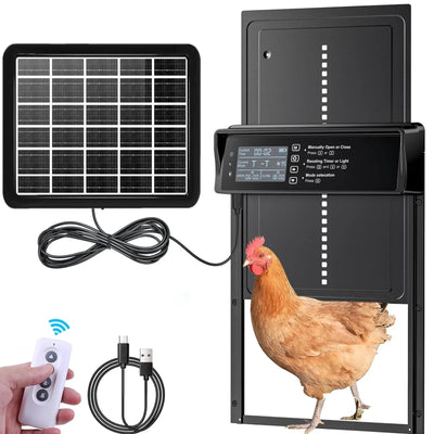 Ouvre-Porte Automatique de Poulailler Solaire Étanche Capteur Crépusculaire