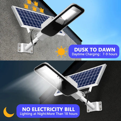 Lampadaire Solaire 200W Puissant Crépuscule Aube Étanche Extérieur
