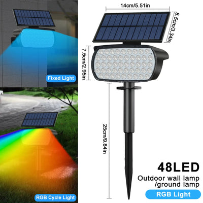 Spot Solaire Paysage 136 LED Extérieur Étanche Projecteur Jardin Allée