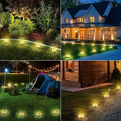 Lampe Solaire Enterrée 8 LED Étanche Jardin Pelouse Allée