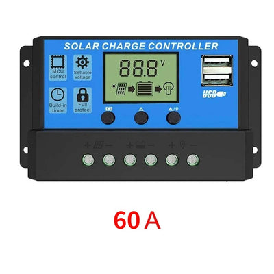 Régulateur Solaire 10A à 100A LCD Double Port USB