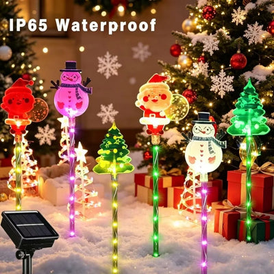 Décoration Noël Solaire Piquets Lumineux en Acrylique